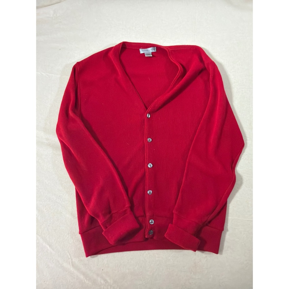 Cypress Links Mens Red V-Neck‎ Button Front Knit Cardigan Sweater Large USA Made